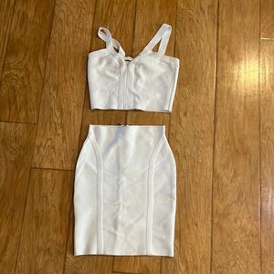 White GUESS Crop & Skirt Set